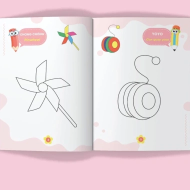 Bộ 8 quyển tô màu nhà trẻ, bé 3‑5 tuổi, song ngữ Anh‑Việt, túi xách, 8 chủ đề 4