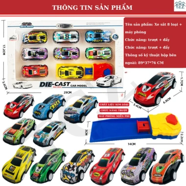 Bộ 8 xe mô hình đua thể thao kim loại - Đồ chơi đua xe bằng máy phóng cho bé trai, giá 55.463 VND