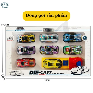 Bộ 8 xe mô hình đua thể thao kim loại - Đồ chơi đua xe bằng máy phóng cho bé trai, giá 55.463 VND