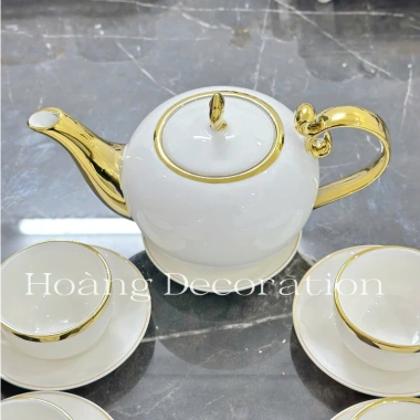 Bộ Ấm 6/8/10 Chén Sứ Viền Vàng Sang Trọng – Bộ Tách Pha Trà PVN 3.260 Giá 545.000₫