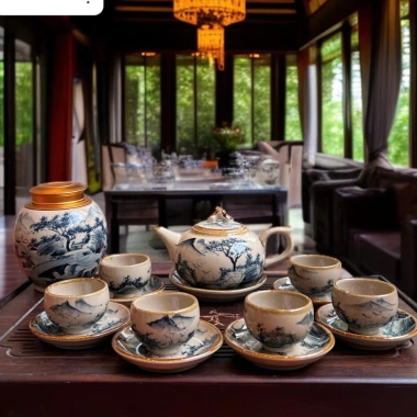 Bộ ấm chén Bát Tràng cao cấp men hoàng tộc, vẽ tay sơn thuỷ, ấm trà giả cổ sang trọng – giảm còn 750.000₫ 10 Bộ ấm chén Bát Tràng cao cấp men hoàng tộc, vẽ tay sơn thuỷ, ấm trà giả cổ sang trọng – giảm còn 750.000₫ 10