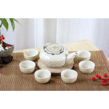 Bộ Ấm Chén Bát Tràng Men Rạn 3 Màu Vàng Xanh Trắng - Gốm Sứ Cao Cấp 250ml/300ml Thiết Kế Tinh Tế, Giá 180k