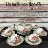 Bộ ấm chén Bát Tràng men xanh dáng bưởi hoa đào đỏ - Thủ công vẽ tay, 250.000 VND (giảm từ 315.000)