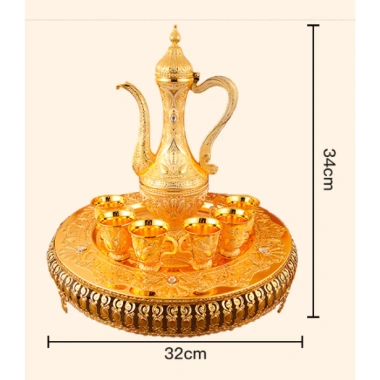 Bộ ấm chén đồng mạ Vàng Hoàng Gia - khay cao sang trọng, giá 458.000 VND 6