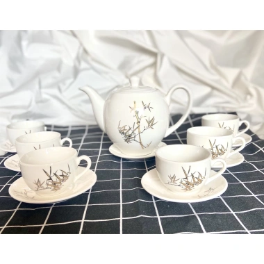 Bộ ấm chén gốm sứ Camellia phong cách Hàn Quốc, họa tiết sang trọng - 209.000đ 2