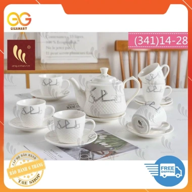 Bộ ấm chén gốm sứ Camellia phong cách Hàn Quốc, họa tiết sang trọng - 209.000đ 9