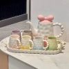 Bộ ấm chén gốm sứ vintage nắp nơ kèm khay - Phong cách dễ thương, giảm sâu 23% chỉ 1.09 triệu, hoàn hảo cho không gian nhà bếp 6
