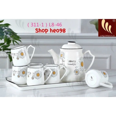 Bộ Ấm Chén Hàn Quốc cao cấp kèm khay sứ xương - Giá ưu đãi 349.000₫, bền đẹp 2