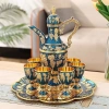 Bộ Ấm Chén Hợp Kim Hoàng Gia Mạ Vàng Chống Oxy Hóa - 6 Ly + 1 Ấm + Khay Đựng