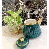 Bộ ấm chén khay sứ pha trà cà phê Xanh Ngọc Vàng Vân Tăm, góc thanh lý, giá 98.801/76.590 7