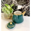 Bộ ấm chén khay sứ pha trà cà phê Xanh Ngọc Vàng Vân Tăm, góc thanh lý, giá 98.801/76.590 9