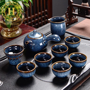 Bộ ấm chén Kiến Trấn Thiên Mục Men Hỏa Biến Sứ Siêu Cấp - Trà Đạo Huydecor, 245k