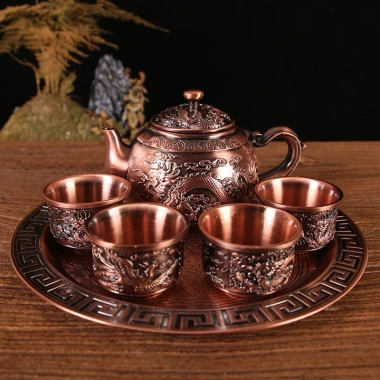 Bộ ấm chén Long Phượng hợp kim đẹp - Ấm rồng phượng đẹp, giảm giá 390.000đ