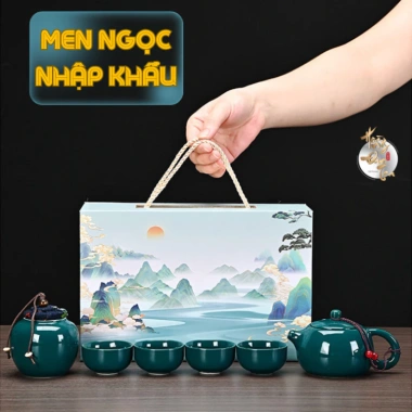Bộ Ấm Chén Men Ngọc Thuỷ Cao Cấp Hộp Quà Tặng 4 Chén Sang Trọng Ấm Pha Trà 244k 2