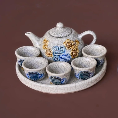 Bộ Ấm Chén Men Rạn Bát Tràng - Pha Trà Thờ Cúng, Giá ưu đãi 320.000đ