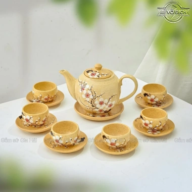 Bộ Ấm Chén Pha Trà Bát Tràng Họa Tiết Vẽ Tay - Minh Long Cổ Truyền, Giá 380k
