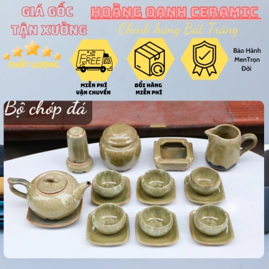 Bộ ấm chén pha trà Bát Tràng men đá chóp - Giá xưởng 493.500 VND, chất lượng cao