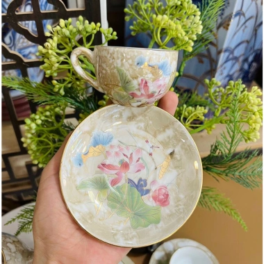Bộ Ấm Chén Pha Trà Bát Tràng men Vân Đá Nâu Sen Ngũ Sắc, Thuận Buồm Xuôi Gió, bộ Chóp giá ưu đãi 776.967₫ 3
