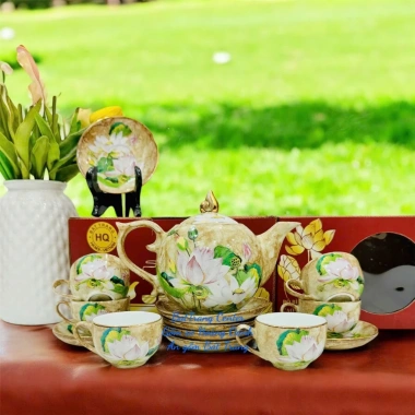 Bộ Ấm Chén Pha Trà Bát Tràng men Vân Đá Nâu Sen Ngũ Sắc, Thuận Buồm Xuôi Gió, bộ Chóp giá ưu đãi 776.967₫ 7