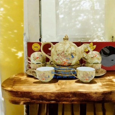 Bộ Ấm Chén Pha Trà Bát Tràng men Vân Đá Nâu Sen Ngũ Sắc, Thuận Buồm Xuôi Gió, bộ Chóp giá ưu đãi 776.967₫ 8