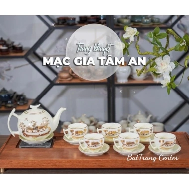 Bộ Ấm Chén Pha Trà Bát Tràng vẽ Vàng, Ấm Bưởi Cành 500ml men Sứ Trắng – Giá 446.216₫ 5 Bộ Ấm Chén Pha Trà Bát Tràng vẽ Vàng, Ấm Bưởi Cành 500ml men Sứ Trắng – Giá 446.216₫ 5