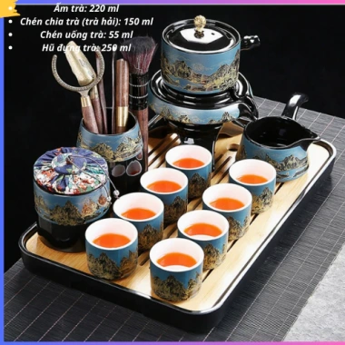 Bộ Ấm Chén Pha Trà Cối Xay Gốm Sứ Cao Cấp - Thưởng Trà, Quà Biếu 680.000 VND