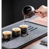 Bộ Ấm Chén Pha Trà Cối Xay Gốm Sứ Trắng Retro - Trà Tự Động Cao Cấp Lòng Trắng Hoa Vàng 4