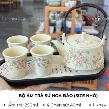 Bộ Ấm Chén Pha Trà Gốm Sứ - Set Ấm Trà Cổ Điển, Trang Trí Phòng Khách, Giá 260k