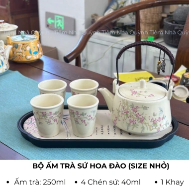 Bộ Ấm Chén Pha Trà Gốm Sứ - Set Ấm Trà Cổ Điển, Trang Trí Phòng Khách, Giá 260k