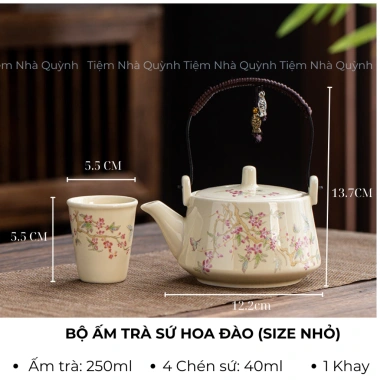 Bộ Ấm Chén Pha Trà Gốm Sứ - Set Ấm Trà Cổ Điển, Trang Trí Phòng Khách, Giá 260k