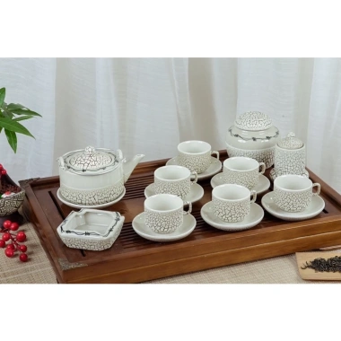 Bộ Ấm Chén Pha Trà Men Lưới Trắng Gốm Bát Tràng - Giá Ưu Đãi 257k 2