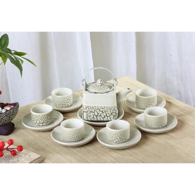 Bộ Ấm Chén Pha Trà Men Lưới Trắng Gốm Bát Tràng - Giá Ưu Đãi 257k 8