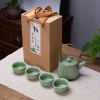 Bộ Ấm Chén Pha Trà Men Rạn Nứt Xanh 4-6 Người Quà Tặng Hộp Túi Xách Sang Trọng 2