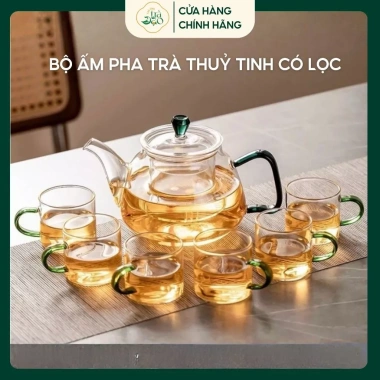 Bộ Ấm Chén Pha Trà Thủy Tinh Cao Cấp - Thiết Kế Sang Trọng, Chịu Nhiệt Tốt, Giá Ưu Đãi 377.382₫