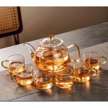 Bộ Ấm Chén Pha Trà Thủy Tinh Cao Cấp - Thiết Kế Sang Trọng, Chịu Nhiệt Tốt, Giá Ưu Đãi 377.382₫