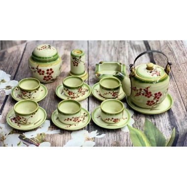 Bộ Ấm Chén Pha Uống Trà Bát Tràng Họa Tiết Vẽ Tay Đồ Gốm Độc Đáo 500ml