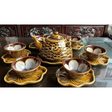 Bộ ấm chén sen cá NGHỆ NHÂN TÔ THANH SƠN - Bát Tràng, bộ trà, chỉ 1.55 triệu 6