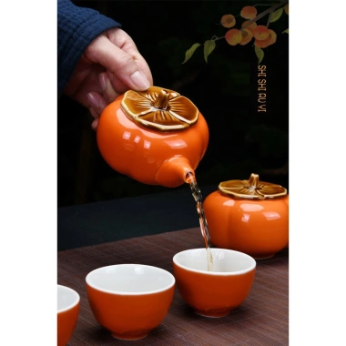 Bộ Ấm Chén Sứ Pha Trà Đạo Quả Hồng Cao Cấp - Kèm Túi Hộp Lịch Sự, Giá 109k 6
