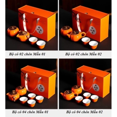 Bộ Ấm Chén Sứ Pha Trà Đạo Quả Hồng Cao Cấp - Kèm Túi Hộp Lịch Sự, Giá 109k 9