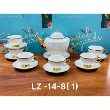 Bộ ấm chén sứ sương trắng viền vàng – Set trà, vân chuyển 1 đổi 1, giá 529.000₫ 5