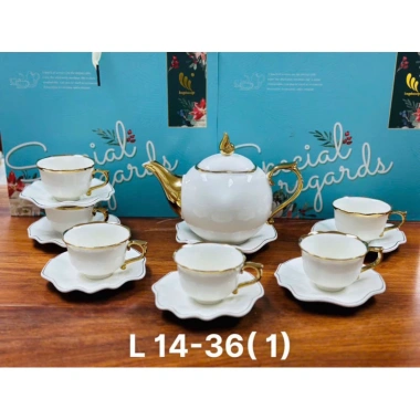 Bộ ấm chén sứ sương trắng viền vàng – Set trà, vân chuyển 1 đổi 1, giá 529.000₫ 6