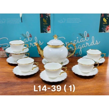Bộ ấm chén sứ sương trắng viền vàng – Set trà, vân chuyển 1 đổi 1, giá 529.000₫ 7