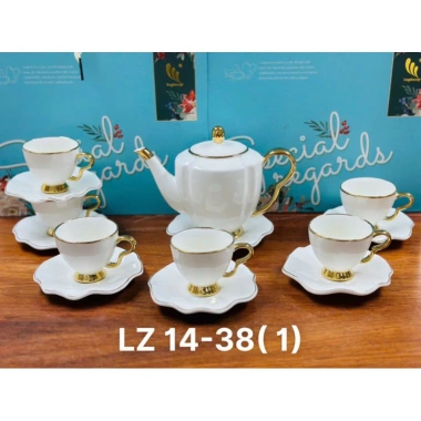Bộ ấm chén sứ sương trắng viền vàng – Set trà, vân chuyển 1 đổi 1, giá 529.000₫ 8