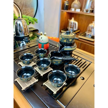 Bộ Ấm Chén Trà Cối Xay Xanh Đen Vàng 1 ấm 6 chén 1 cối Giá ưu đãi 235.000đ 6