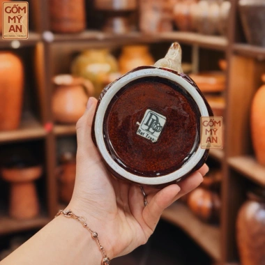 Bộ ấm chén trà Gốm sứ Bát Tràng men hoa biến màu Nâu Cát cao cấp - An toàn, chỉ 750.000đ