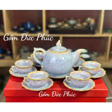 Bộ ấm chén trà Men Hoả Biến Hồng Phấn - Gốm sứ Bát Tràng cao cấp, chỉ 580.000₫ 4