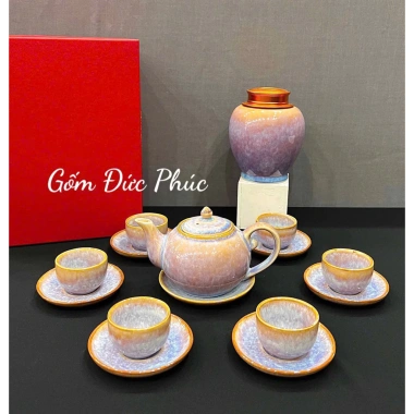 Bộ ấm chén trà Men Hoả Biến Hồng Phấn - Gốm sứ Bát Tràng cao cấp, chỉ 580.000₫ 6