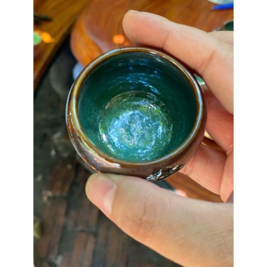 Bộ ấm chén trà Men Hỏa Biến màu xanh Bát Tràng - thiết kế tinh tế, kèm đĩa 400ml, phù hợp làm quà, giá ưu đãi 349.000 VND