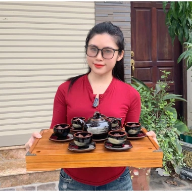 Bộ ấm chén trà Men Hoả Biến Nâu NNUT Nguyễn Văn Hải - Gốm sứ Bát Tràng cao cấp, thiết kế tinh tế, độc đáo, giảm giá 300k 3