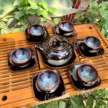 Bộ ấm chén trà Men Hoả Biến Nâu NNUT Nguyễn Văn Hải - Gốm sứ Bát Tràng cao cấp, thiết kế tinh tế, độc đáo, giảm giá 300k 4